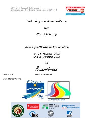 Einladung und Ausschreibung zum DSV Schülercup Skispringen ...