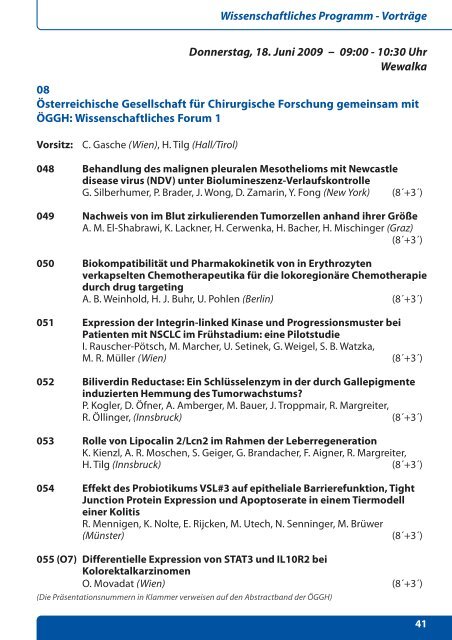 Programm ÖGC-ÖGGH 2009 - 54. Österreichischer ...