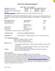 MecE 360 - Mechanical Engineering - University of Alberta