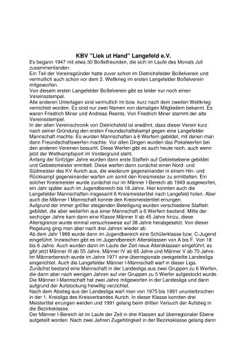 KBV "Liek ut Hand" Langefeld e.V. - Kreisverband Aurich im ...