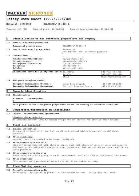 Safety Data Sheet (1907/2006/EC) - AMT Composites