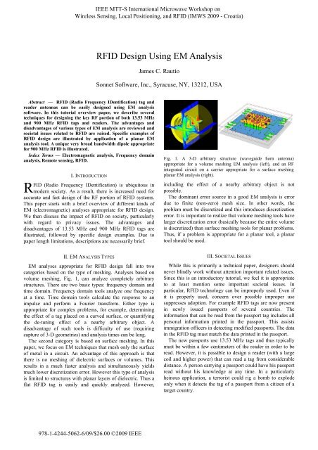 RFID Design Using EM Analysis - Sonnet Software