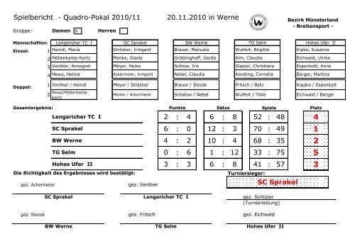 Spielbericht - Quadro-Pokal 2010/11 20.11.2010 in Werne ...