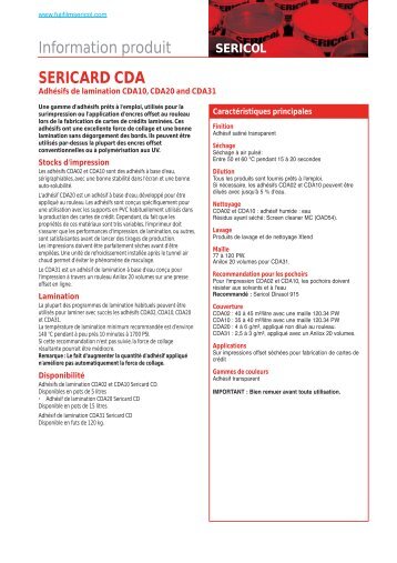 SERICARD CDA Information produit - FUJIFILM SERICOL
