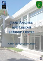 JALLC Synopsis 2013 - Joint Analysis and Lessons Learned Centre