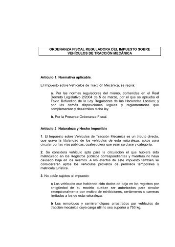 Impuesto sobre VehÃ­culos de TracciÃ³n MecÃ¡nica - Ayuntamiento de ...