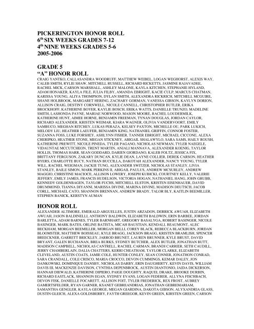 Image Bryan DeArdo image beautiful image beautiful image beautiful image beautiful image beautiful image beautiful image beautiful - PICKERINGTON HONOR ROLL 6th SIX WEEKS GRADES 7-12 4th ...