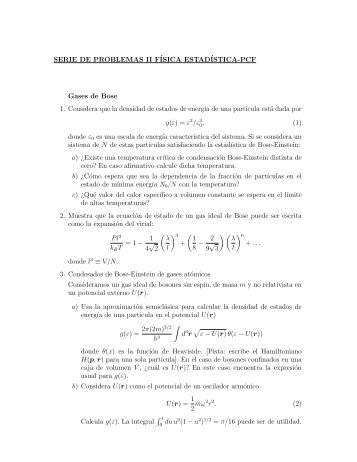 SERIE DE PROBLEMAS II FÃSICA ESTADÃSTICA-PCF Gases de ...