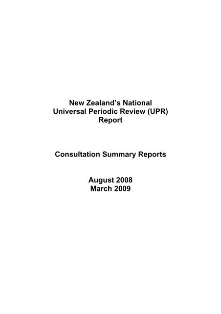 New Zealand's National Universal Periodic Review (UPR) Report ...