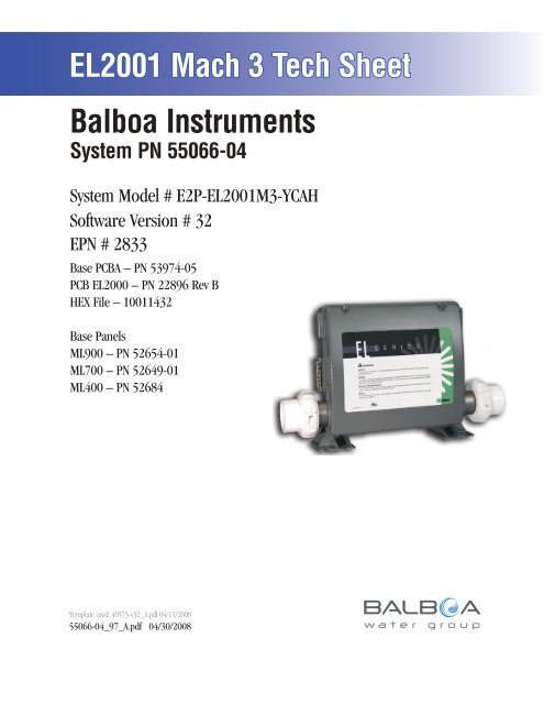55066-04, E2P-EL2001M3-YCAH - Balboa Direct