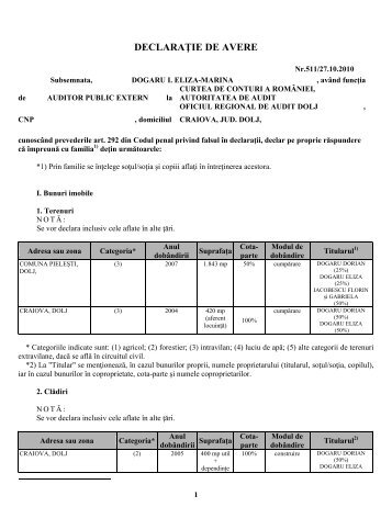 DECLARAŢIE DE AVERE - Curtea de Conturi