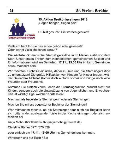 18.30 Uhr - Pastoralverbund Hüttental-Freudenberg