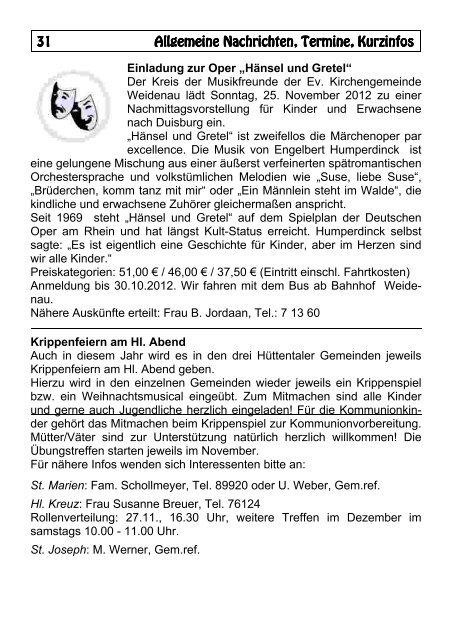 18.30 Uhr - Pastoralverbund Hüttental-Freudenberg