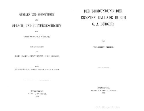 ERNSTEN BALIADE DIIR(]H G. A. BÃRGnR. - Leben und Werk des ...