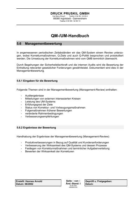 QM-/UM-Handbuch - druck pruskil