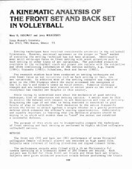 a kinematic analysis 0 the front set and bac set in volleyball