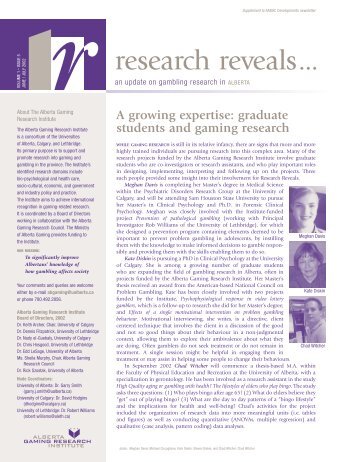 Issue 5, Volume 1 - Jun / Jul 2002 - Alberta Gambling Research ...