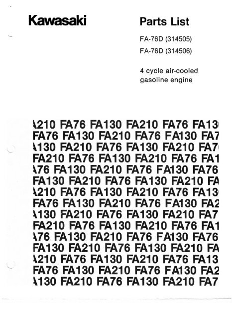 Kawasaki FA76D (Pulse Carb) Parts List