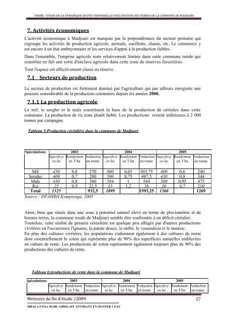 memoire pour l'obtention du master d'ingenierie en eau