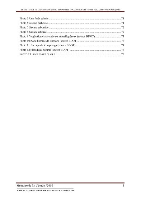 memoire pour l'obtention du master d'ingenierie en eau