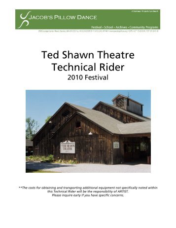 Ted Shawn Theatre Technical Rider - Jacob's Pillow
