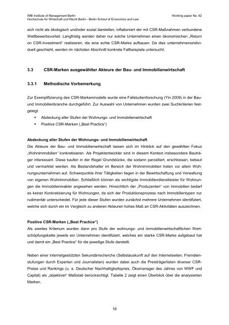 CSR-Markenmanagement - MBA Programme der HWR Berlin