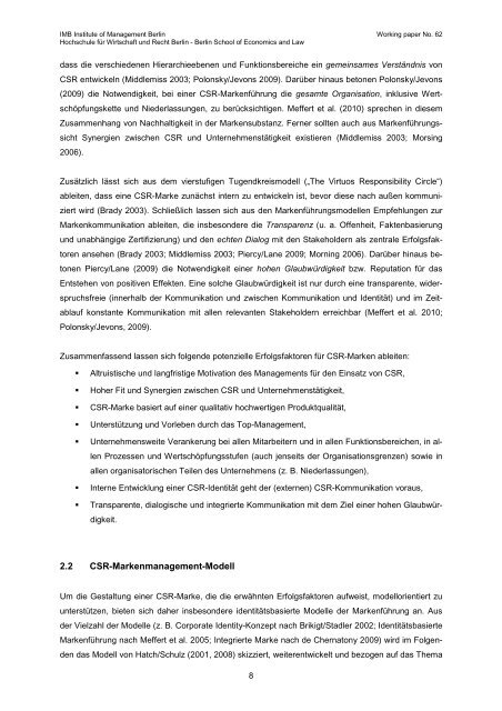 CSR-Markenmanagement - MBA Programme der HWR Berlin