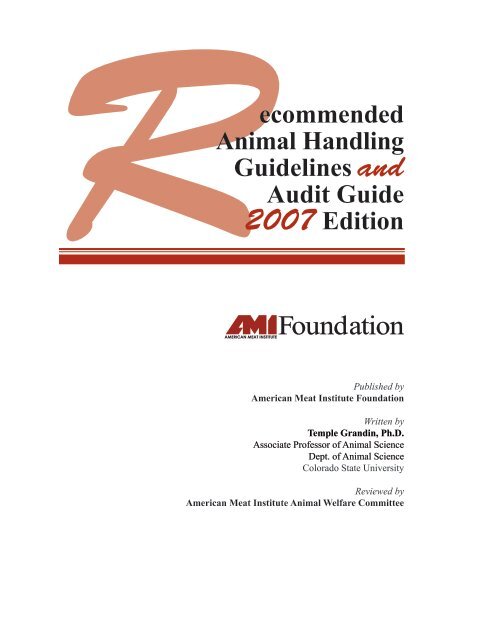 Recommended Animal Handling Guidelines and Audit Guide