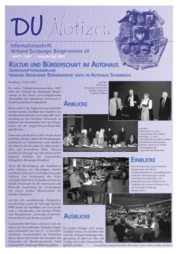 Heft 9 / 2007 - Verband Duisburger Bürgervereine eV