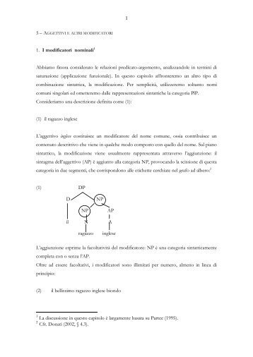 A 1. I modificatori nominali1 Abbiamo finora considerato le relazioni ...