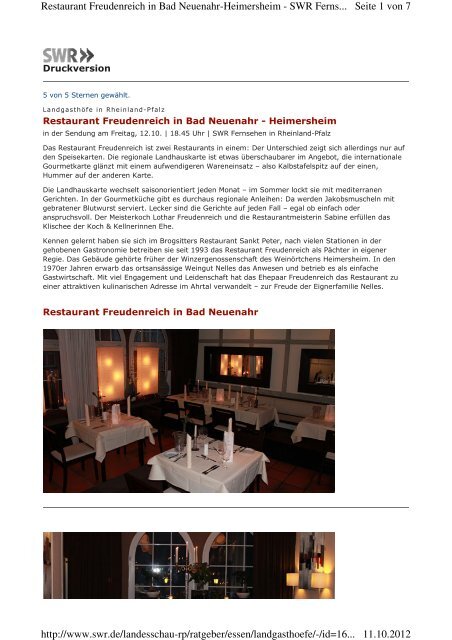 unser swr rlp bericht restaurant freudenreich