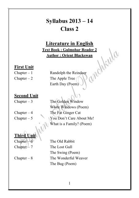 Syllabus 2013 â 14 Class 2