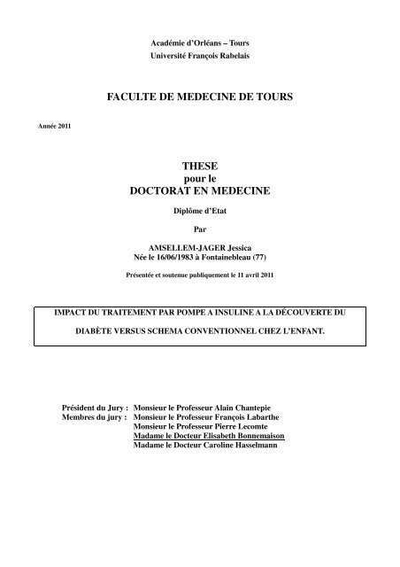 FACULTE DE MEDECINE DE TOURS THESE pour le DOCTORAT ...