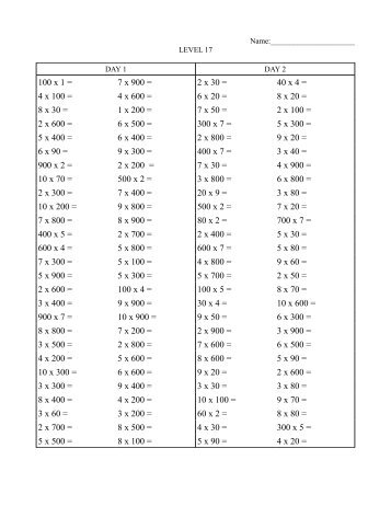 100 x 1 = 7 x 900 = 2 x 30 = 40 x 4 = 4 x 100 = 4 x 600 = 6 x 20 = 8 x ...