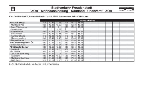 Stadtverkehr Freudenstadt Hbf - ZOB - Katz GmbH & Co. KG