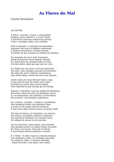 As  Flores do Mal - Charles Baudelaire