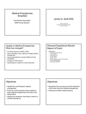 Medical Emergencies Simplified James Q. Swift DDS Personal ...