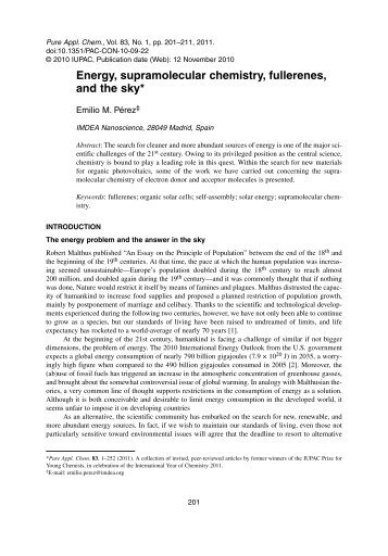 Energy, supramolecular chemistry, fullerenes, and the sky* - IMDEA ...