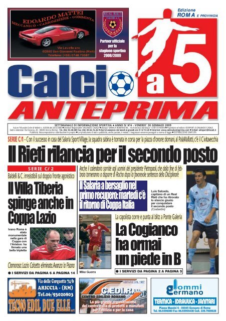 calcio a 5 anteprima 3/08