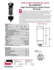 SVETLANA TECHNICAL DATA EL34/6CA7 - Dr. Tube