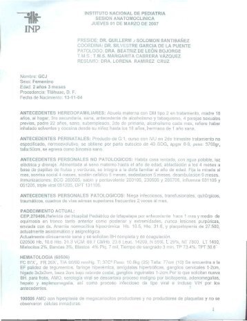 instituto nacional de pediatria sesion anatomoclinica jueves 01 de ...