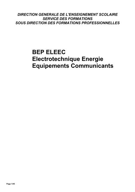 BEP ELEEC - Réseau National de Ressources en Électrotechnique