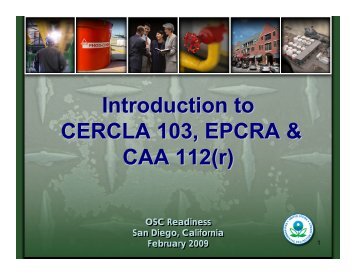 Introduction to CERCLA 103, EPCRA & CAA 112(r)