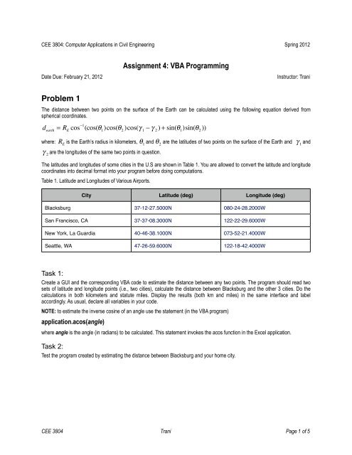 Assignment 4: VBA Programming Problem 1