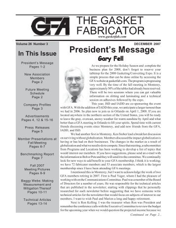 December 2007 - Gasket Fabricators Association