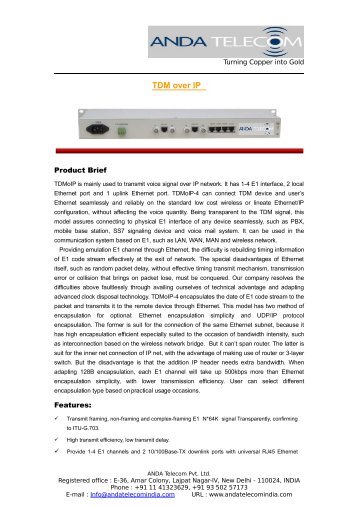 TDM over IP - ANDA TELECOM INDIA