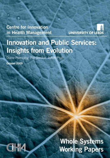 Innovation and public services: insights from evolution - Centre for ...