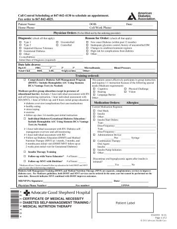 Certificate of Medical Necessity - Advocate Health Care