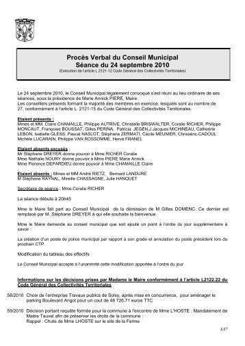 ProcÃ¨s Verbal du Conseil Municipal SÃ©ance du 24 ... - La FertÃ© Alais