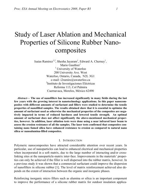 Study of Laser Ablation and Mechanical Properties of Silicone ...